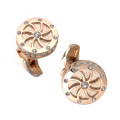 Round Shape Wheel Rose Gold Plated Cufflinks Shiny Crystal Rhinestone Mens Shirts Cufflinks